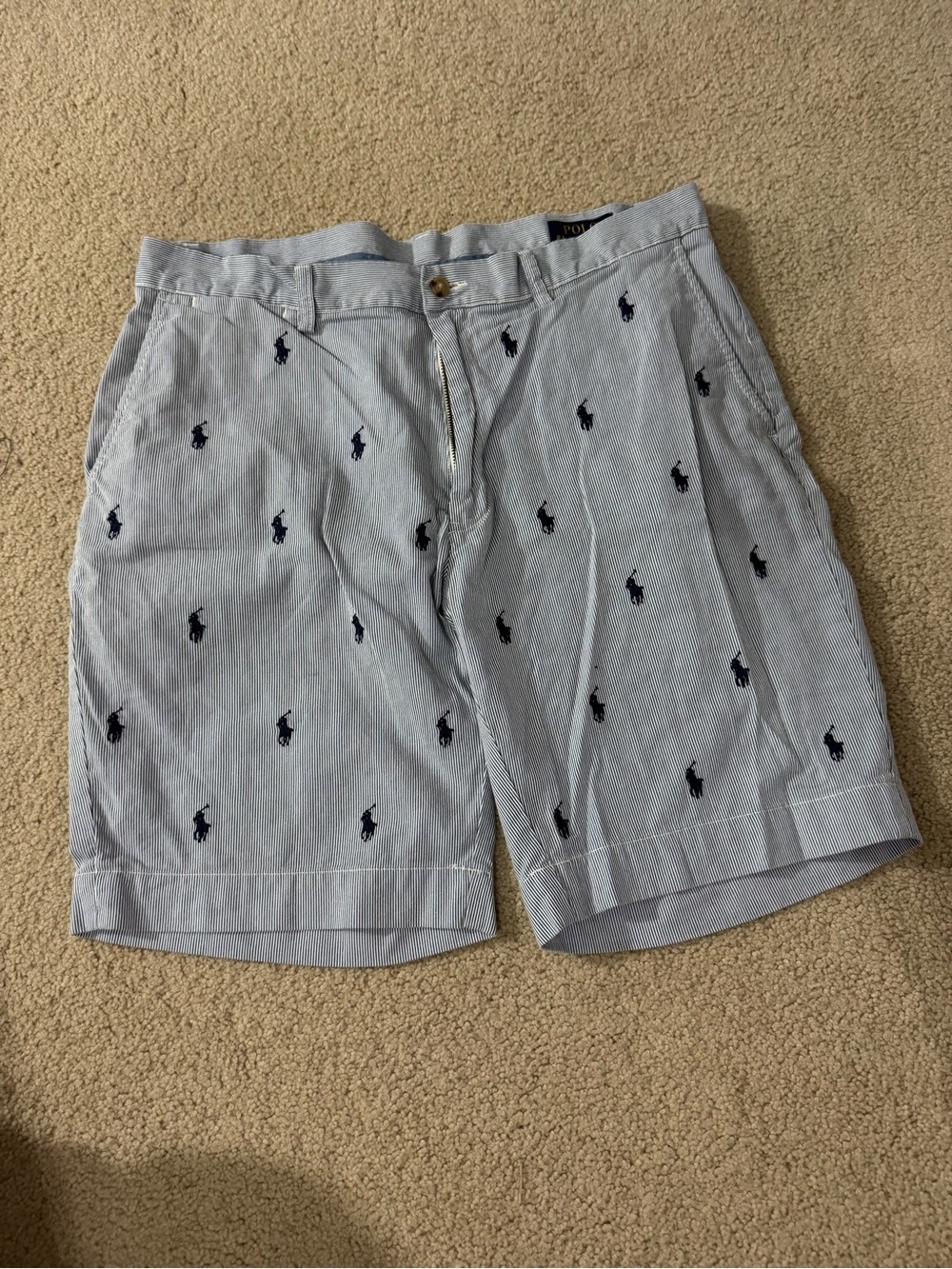 Polo by Ralph Lauren Light Blue Shorts with Navy Embroidered Polo Motif
